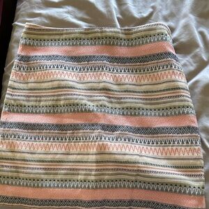 LOFT Pink and Cream Patterned Mini Skirt